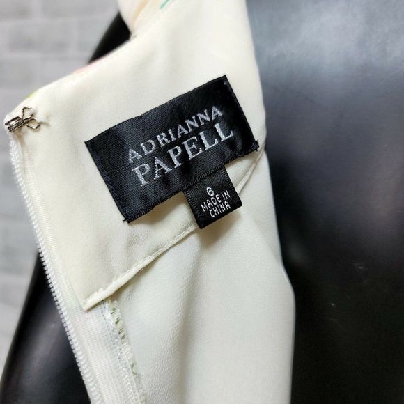 ADRIANNA PAPELL Womens 6 100% Silk Ivory Bubble Hem Casual‎ Summer Sun Dress - Picture 10 of 11